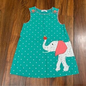 Baby Boden green polka dot elephant appliqué sleeveless dress